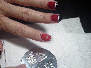 Red & Black Floral Nails