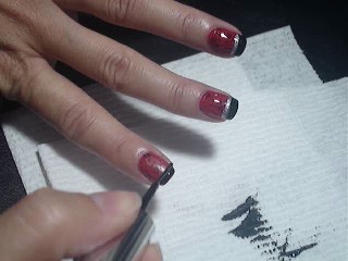 Red & Black Floral Nails