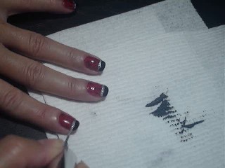 Red & Black Floral Nails